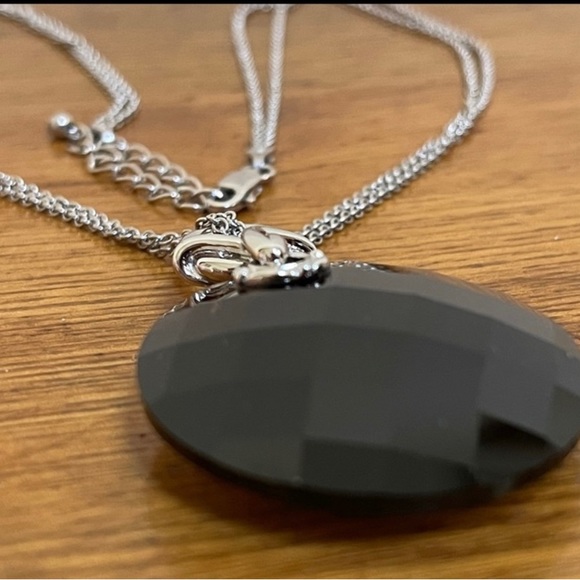 Large Smokey Topaz Sterling Pendant and Double Silver Necklace - Picture 5 of 11